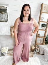 Load image into Gallery viewer, Plus Size Dusty Pink Smocked Jumpsuit