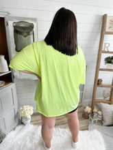 Load image into Gallery viewer, Neon Yellow Oversized V Neck Boyfriend T-Shirt