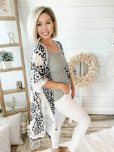 Load image into Gallery viewer, Black and White Pom Pom Kimono