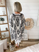 Load image into Gallery viewer, Black and White Pom Pom Kimono
