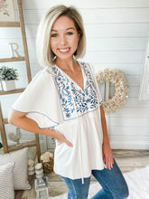 Load image into Gallery viewer, Floral Front Tie Wide Sleeve Babydoll Top