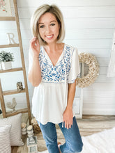 Load image into Gallery viewer, Floral Front Tie Wide Sleeve Babydoll Top