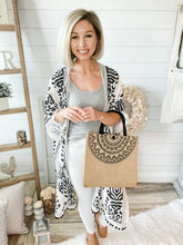 Load image into Gallery viewer, Khaki and Black Aztec Reusable Tote Bag