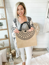Load image into Gallery viewer, Khaki and Black Aztec Reusable Tote Bag