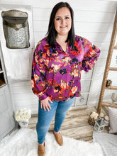 Load image into Gallery viewer, Multi Colored Graffiti Print Bubble Sleeve Top