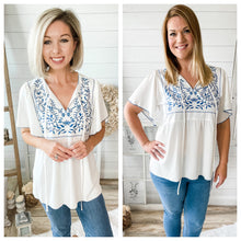 Load image into Gallery viewer, Floral Front Tie Wide Sleeve Babydoll Top