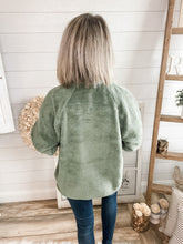 Load image into Gallery viewer, Olive Chest Pocket Sherpa Pullover