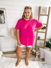 Load image into Gallery viewer, Plus Size Fuchsia Boxy Lightweight Oversize T-Shirt