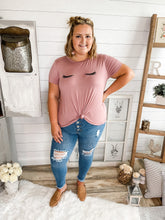 Load image into Gallery viewer, Plus Size Eyelash T-Shirt with Knot Front