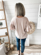 Load image into Gallery viewer, 2-Tier Ruffled Sleeves Crew Neck Knit Top