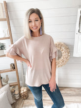 Load image into Gallery viewer, 2-Tier Ruffled Sleeves Crew Neck Knit Top