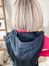 Load image into Gallery viewer, Navy Drawstring Waist Military Hoodie Vest