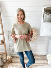 Load image into Gallery viewer, Sage and Paisley Bubble Sleeve Waffle Knit Lightweight Sweater