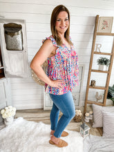Load image into Gallery viewer, Babydoll V Neck Floral Print Lilly Inspired Ruffled Top