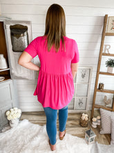 Load image into Gallery viewer, Fuchsia Short Sleeve Babydoll Top