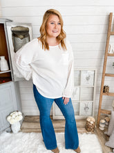 Load image into Gallery viewer, Waffle Knit Lightweight Sweater With Eyelet Bubble Sleeves