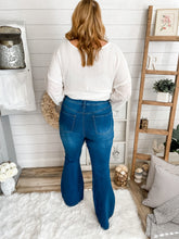Load image into Gallery viewer, Medium Wash Flare High Rise Jeans