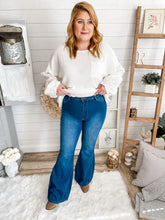 Load image into Gallery viewer, Medium Wash Flare High Rise Jeans