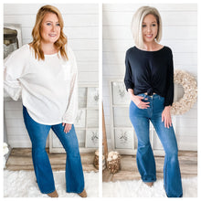 Load image into Gallery viewer, Medium Wash Flare High Rise Jeans