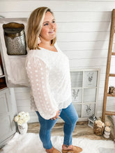 Load image into Gallery viewer, Fully Lined Swiss Dot Bubble Sleeve Top