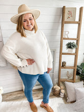 Load image into Gallery viewer, Vanilla Bean Button Sleeve Ribbed Turtleneck Sweater
