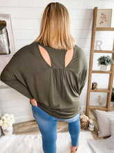 Load image into Gallery viewer, Olive Long Sleeve Cut Out Back Top