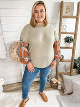 Load image into Gallery viewer, Sage and Paisley Bubble Sleeve Waffle Knit Lightweight Sweater