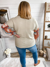 Load image into Gallery viewer, Sage and Paisley Bubble Sleeve Waffle Knit Lightweight Sweater