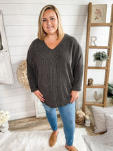 Load image into Gallery viewer, Plus Size V-Neck Ribbed Sweater