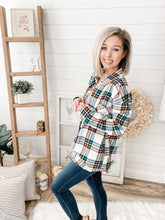Load image into Gallery viewer, Blue and Copper Plaid Shacket