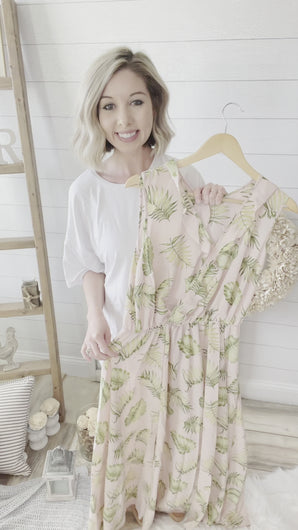 Plus Size Tropical Print Leaves Maxi Dress
