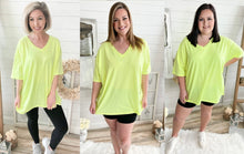 Load image into Gallery viewer, Neon Yellow Oversized V Neck Boyfriend T-Shirt