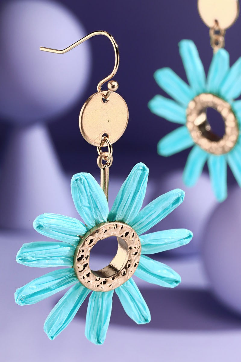 Mint Flower Drop Earrings