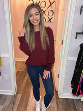 Load image into Gallery viewer, Garnet Ruffled Shoulders With Smocked Wrists Long Sleeve Top
