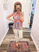 Load image into Gallery viewer, Babydoll V Neck Floral Print Lilly Inspired Ruffled Top
