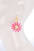 Load image into Gallery viewer, Fuchsia Flower Drop Earrings
