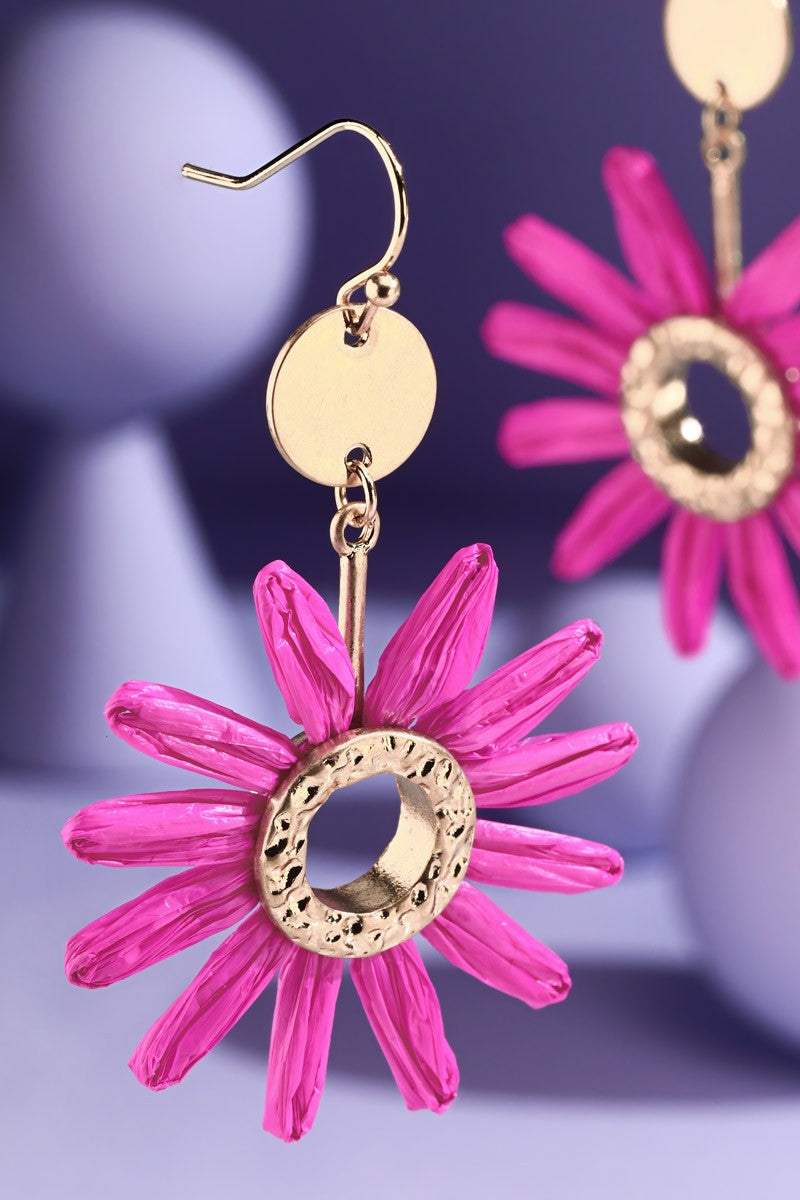 Fuchsia Flower Drop Earrings