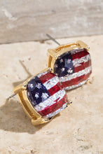 Load image into Gallery viewer, Gold Colored American Flag Stud Earrings

