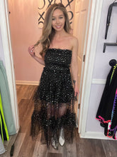 Load image into Gallery viewer, Black &amp; Colored Sequin Tiered Maxi Dress
