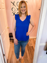 Load image into Gallery viewer, Royal Blue Ruffled Trim Top (Sizes: S-3XL)

