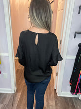 Load image into Gallery viewer, Black Ruffled Long Sleeve Top
