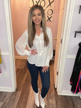 Load image into Gallery viewer, White Tassel Sheer Long Sleeve Top
