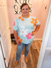 Load image into Gallery viewer, Sky Blue Flower Print Top (S-2XL)
