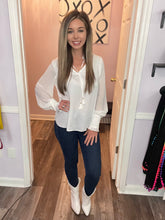 Load image into Gallery viewer, White Tassel Sheer Long Sleeve Top
