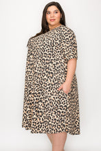 Load image into Gallery viewer, (Sizes: 3XL-5XL) Plus Size Leopard Print Dress With Pockets
