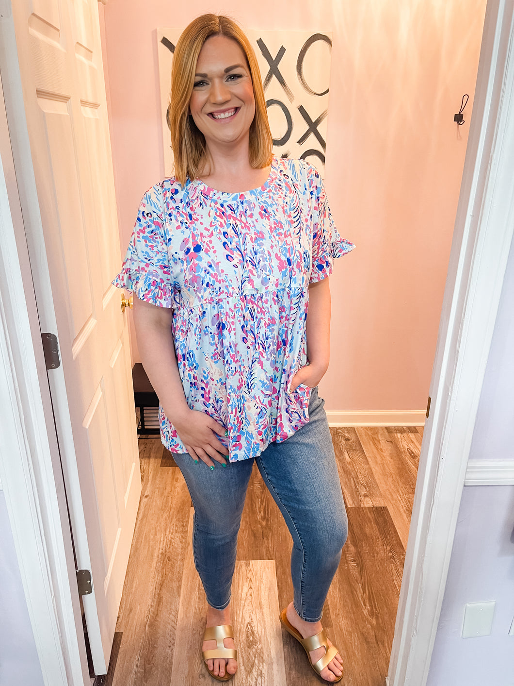 Plus Size Lilly Inspired Ruffled Sleeve Top