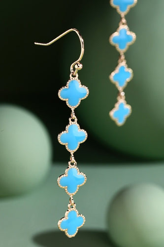 Turquoise Layered Clover Dangle Earrings