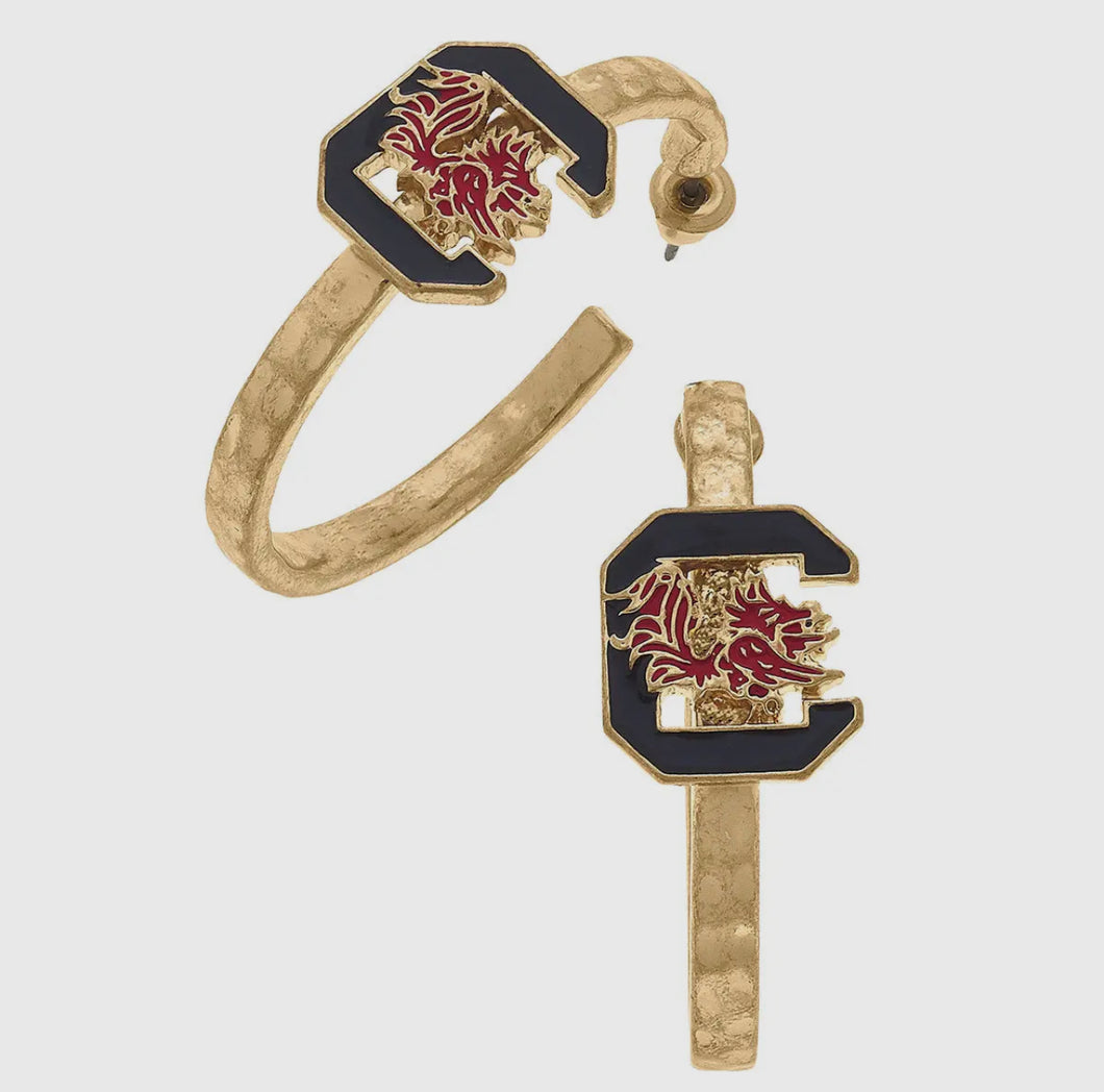 South Carolina Gamecocks Logo Hoop Earrings