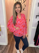 Load image into Gallery viewer, Pink &amp; Orange Floral Long Sleeve Top (Sizes: XS-L)
