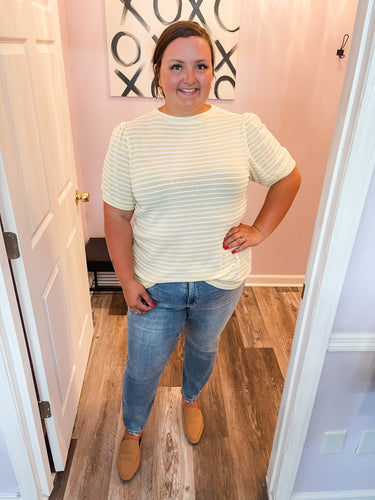 Plus Size Yellow & White Striped Top